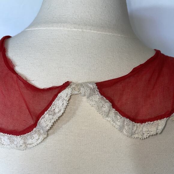 Authentic 1950s Sheer Apron Scarlet Organza Entertaining Pin-Up Chic - Picture 6 of 16